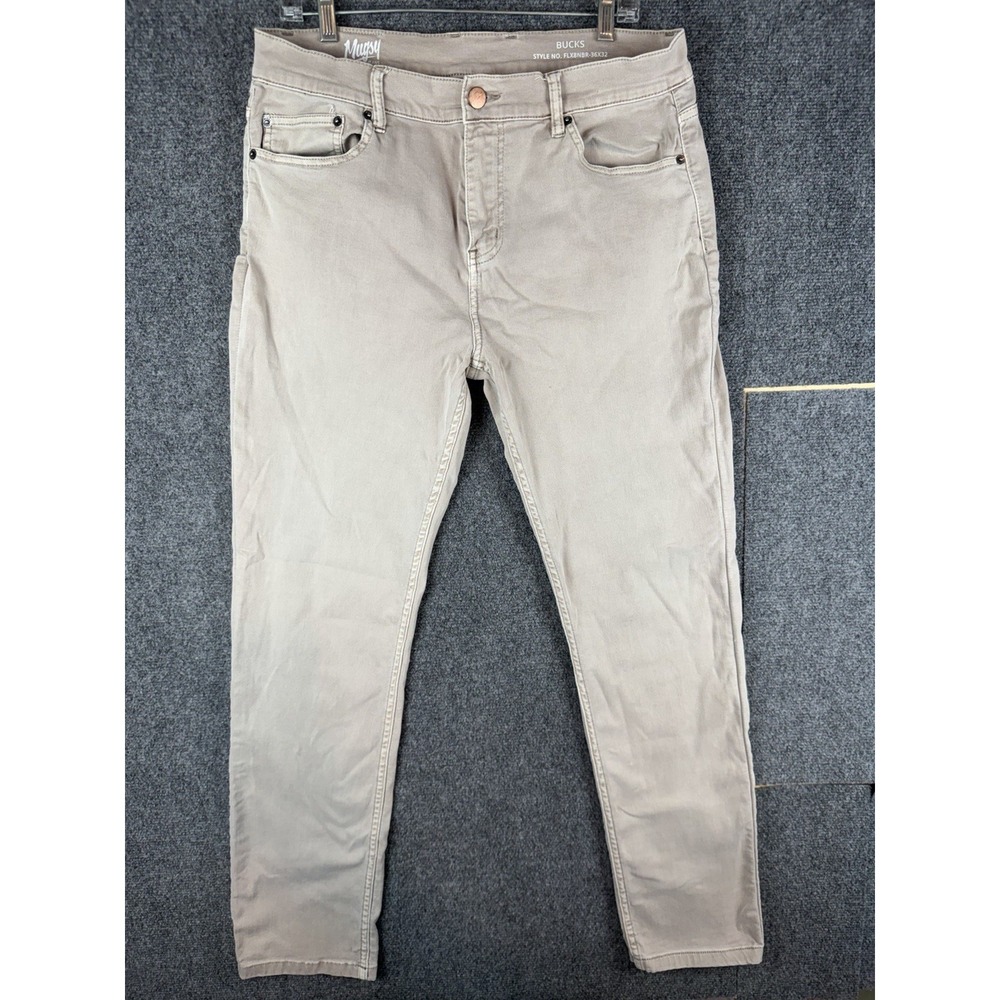 Mugsy Bucks Jean Pant Men's 36x32 Khaki Stretch Chino Casual Comfort FLX8NBR